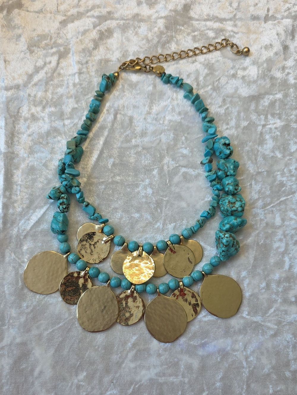 Chico's Alane Faux Turquoise Beaded Boho Chic Southwestern Statement Necklace